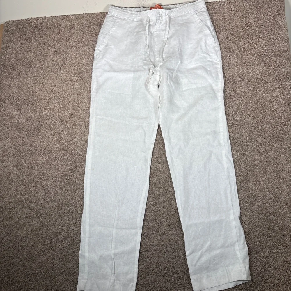 Inserch Linen Collection Mens White 100% Premium Linen Drawstring Pants Size L